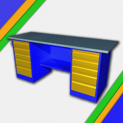 Металлический двухтумбовый верстак с двумя драйверами ВП - 6/1.6, ВП - 6